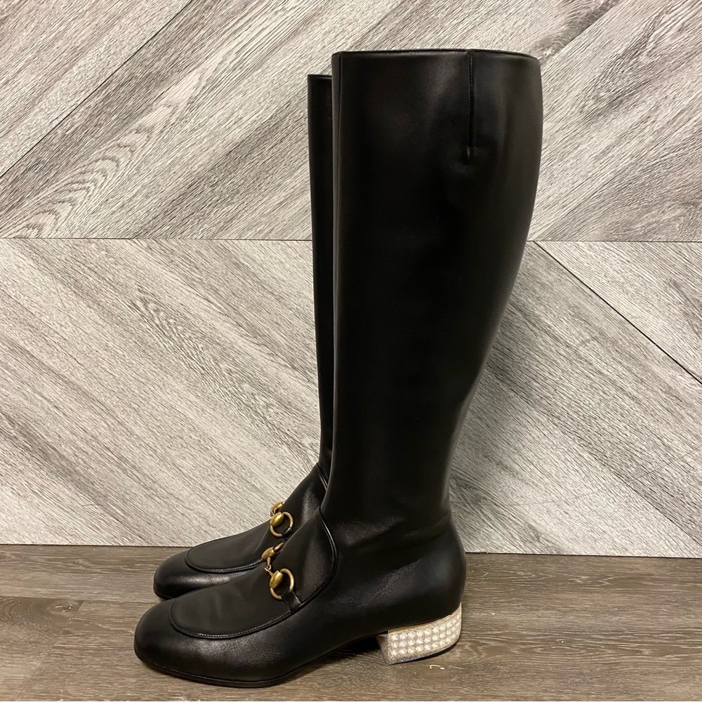 Gucci | Horsebit leather knee boot with crystals NEW - Picture 11 of 17